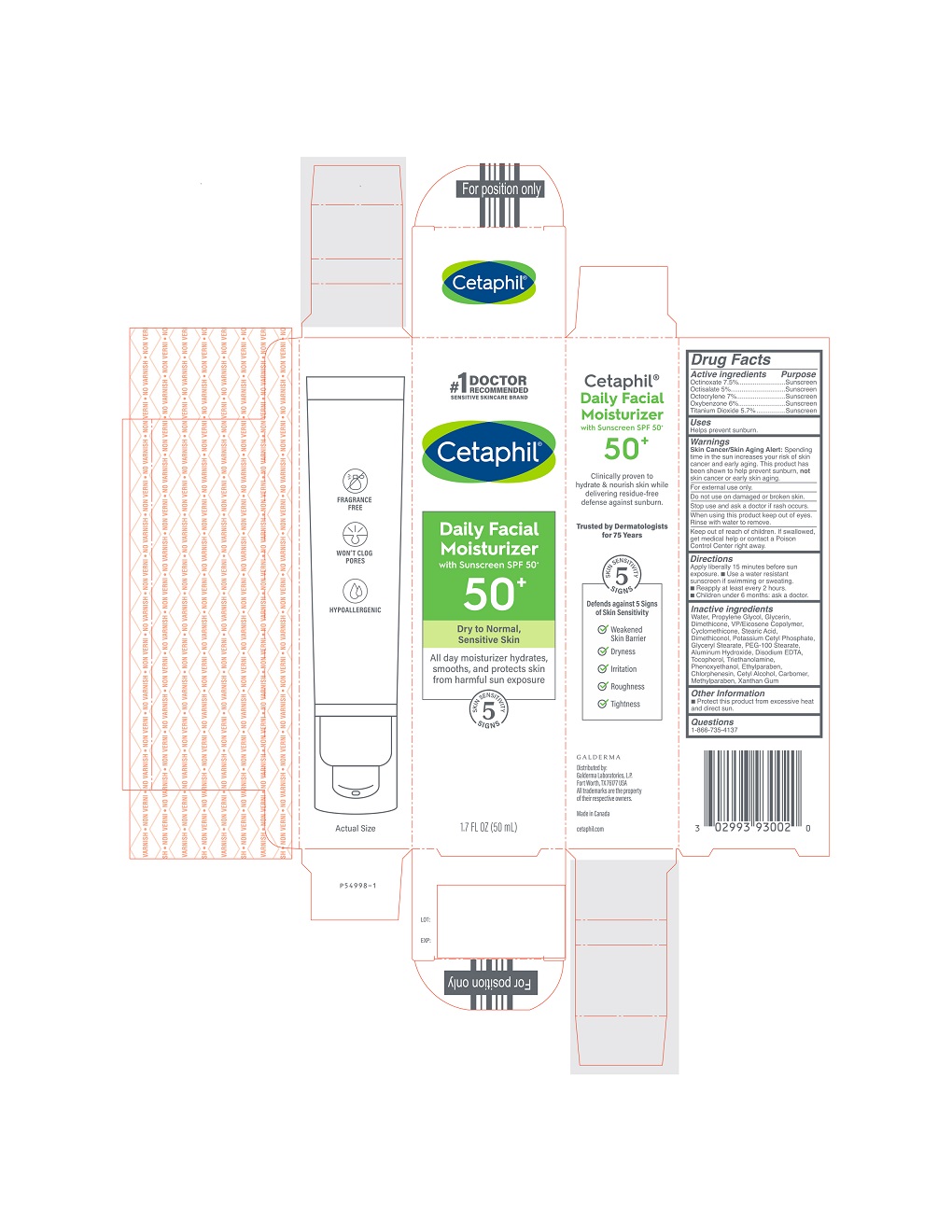 NDC 02994930 Cetaphil Daily Facial Moisturizer With Suncreen Spf 50